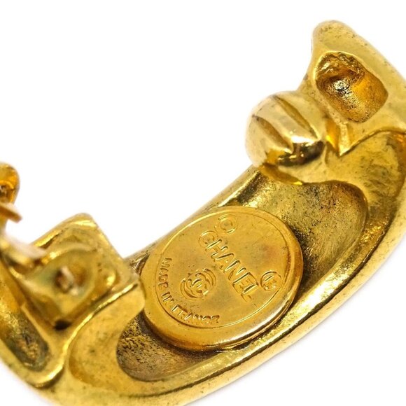 Chanel Dangle Hoop Earrings Clip-On Gold 185643 - Picture 4 of 4